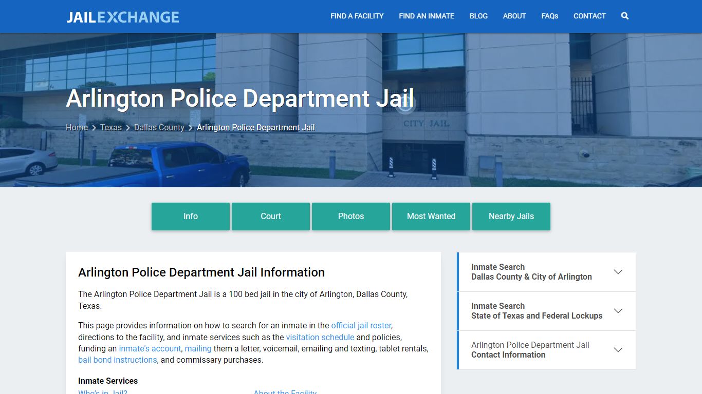 Arlington Police Department Jail, TX Inmate Search, Information